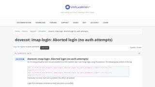 dovecot: imap-login: Aborted login (no auth attempts) | Virtualmin