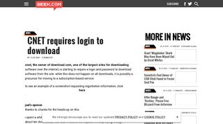 CNET requires login to download - Geek.com