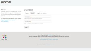 Wacom - Product Registration: User login