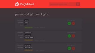 password-login.com passwords - BugMeNot