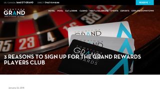3 Reasons to Sign up for the Grand Rewards ... - Downtown Grand