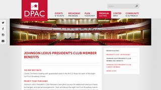 DPAC | President's Club Member Only Benefits | DPAC Official Site