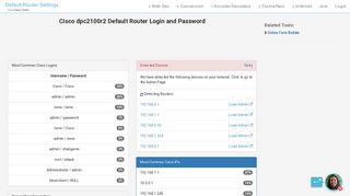Cisco dpc2100r2 Default Router Login and Password - Clean CSS
