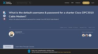 What is the default username & password for a charter Cisco ...