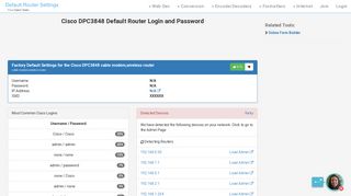 Cisco DPC3848 Default Router Login and Password - Clean CSS