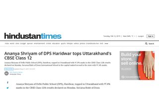 Ananya Shriyam of DPS Haridwar tops Uttarakhand's CBSE Class 12 ...