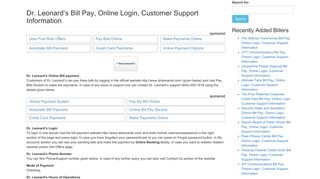 Dr. Leonard's Bill Pay, Online Login, Customer Support Information