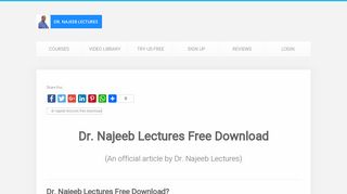 Dr. Najeeb Lectures FREE Download