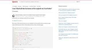 Can I find all the lectures of Dr najeeb on YouTube? - Quora