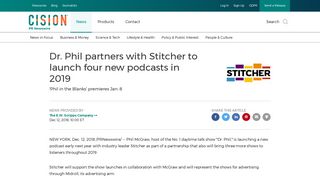 Dr. Phil partners with Stitcher to launch four new podcasts in 2019
