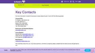 Key Contacts - Dr.Reddy's