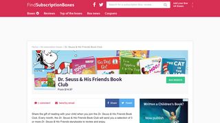 Dr. Seuss & His Friends Book Club | Find Subscription Boxes