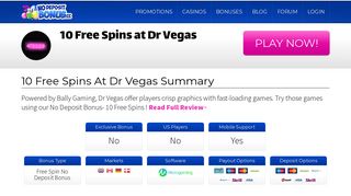 10 Free Spins at Dr Vegas - No Deposit Bonus