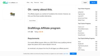 Online Affiliate World | DraftKings UK Affiliate - get $25 CPA on the ...