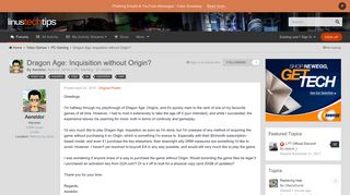 Dragon Age: Inquisition without Origin? - PC Gaming - Linus Tech Tips