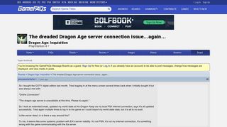 The dreaded Dragon Age server connection issue...again... - Dragon ...