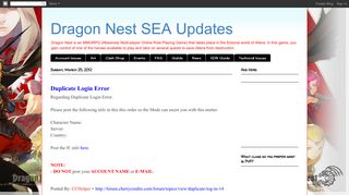 Duplicate Login Error - Dragon Nest SEA Updates