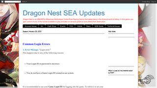 Common Login Errors - Dragon Nest SEA Updates