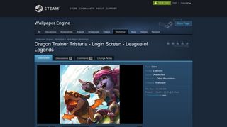 Steam Workshop :: Dragon Trainer Tristana - Login Screen - League ...