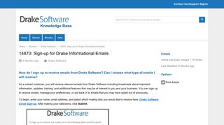 Sign-up for Drake Informational Emails - Drake Software KB