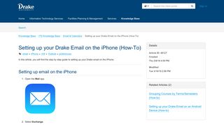 Article - Setting up your Drake Email... - TeamDynamix