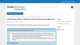 Drake Hosted - Installing the Citrix Workspace App (Receiver)