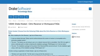 Drake Hosted - Citrix Receiver FAQs - Drake Software KB