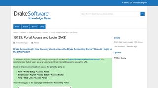 Portal Access and Login (DAS) - Drake Software KB