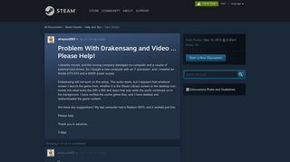 Problem With Drakensang and Video ... Please Help! :: Help and ...