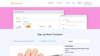 Sign-up Sheet Template | Online Contact Forms | Framestr.com