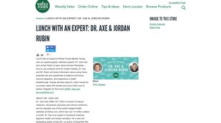 LUNCH WITH AN EXPERT: DR. AXE & JORDAN RUBIN | Whole ...