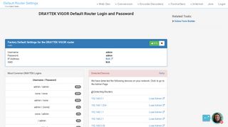 DRAYTEK VIGOR Default Router Login and Password - Clean CSS