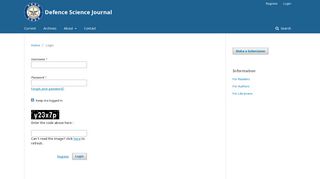 Login | Defence Science Journal - (DRDO) Publications