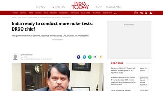 India ready to conduct more nuke tests: DRDO chief - Mail Today News