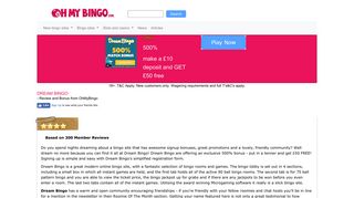 Dream Bingo | Great online bingo site - 500% bonus - OhMyBingo