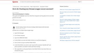 How to backup my Dream League soccer account - Quora