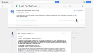 How can i recover my dream league soccer - Google Product Forums