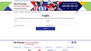 Login - Telegraph Fantasy Football Championship
