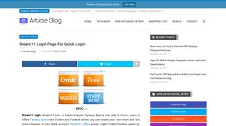Dream11 Login Page For Quick login - Earticleblog