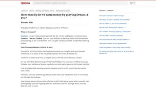 How exactly do we earn money by playing Dream11 Pro? - Quora
