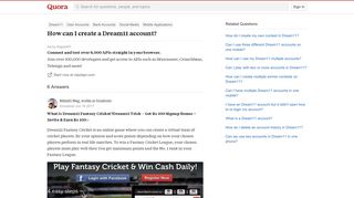How to create a Dream11 account - Quora