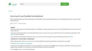 How to Log In to your DreamBox Family Dashboard