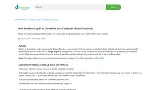 How Students Log In to DreamBox on a Computer (School Account)