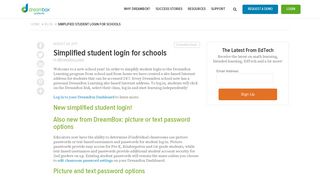 Simplified student login for schools - DreamBox Learning