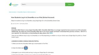 How Students Log In to DreamBox on an iPad (School Account)