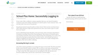 School Plus Home: Successfully Logging In - DreamBox Learning