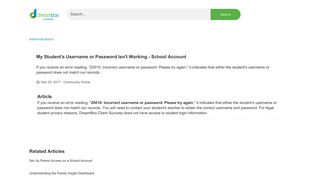 My Student's Username or Password Isn't Working ... - DreamBox
