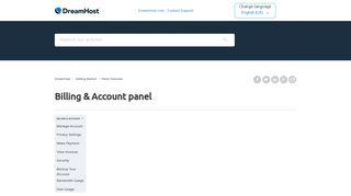 Billing & Account panel – DreamHost