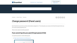 Change password (Panel users) – DreamHost