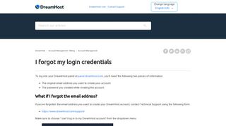 I forgot my login credentials – DreamHost